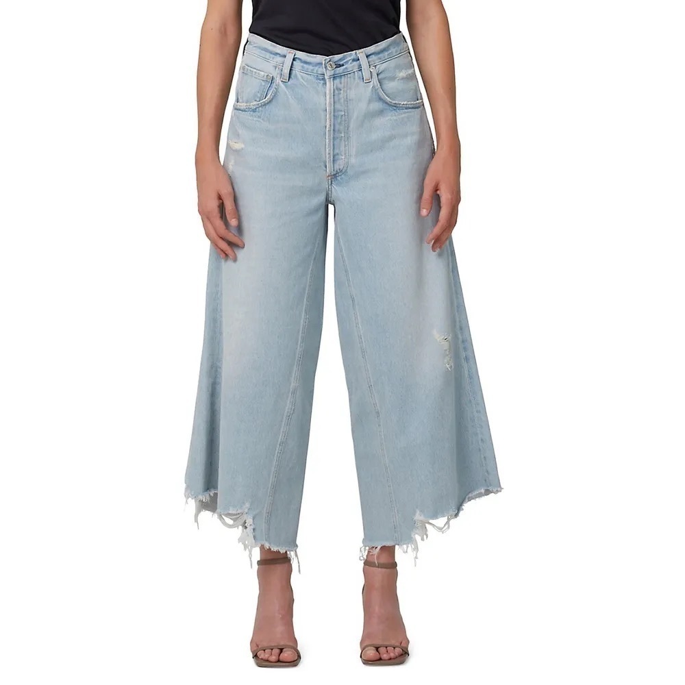 Citizens Of Humanity Distressed Dramatic Skirt Like Look Tessa Culotte Jean 24